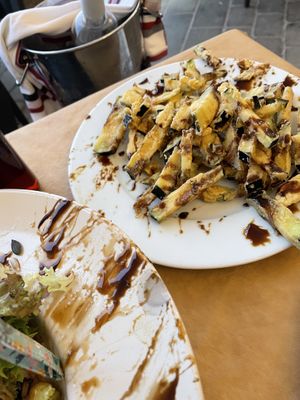 Aubergine with cane molassess  at El Olivo in Frigiliana