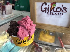 Chocolate and pomegranate  at Gino's Gelato in Westport