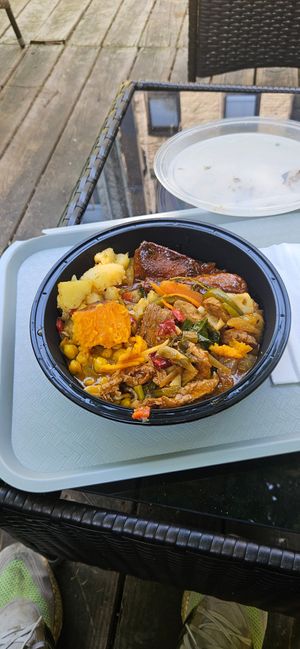 It mix of 6 diferent plates at Uptown Veg BK in Brooklyn