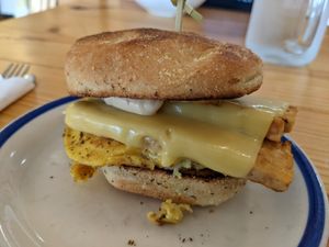 Bacon egg and cheese sandwich at Cleveland Vegan in Lakewood