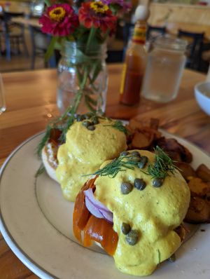 Benedict Lox Plate (The carrot lox are brilliant) at Cleveland Vegan in Lakewood