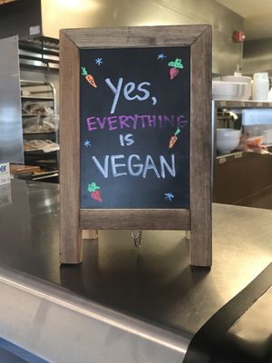Yes, Everything Is Vegan Sign  at Cleveland Vegan in Lakewood