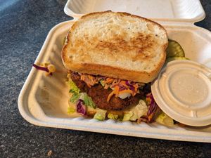 Crispy chicken sandwich at Cleveland Vegan in Lakewood