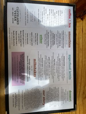 Menu back  at Cleveland Vegan in Lakewood