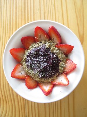 Energy Overnight Oats - with house blueberry jam at Cleveland Vegan in Lakewood