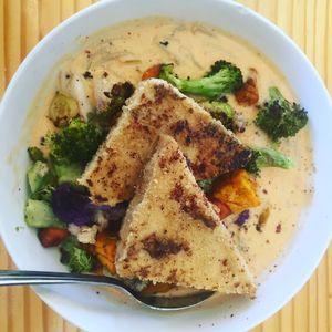 These Red Curry Noodle Bowl  at Cleveland Vegan in Lakewood