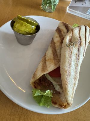 Gyro—great sauce but it needed more (it was a little light on all the fillings and slightly dry). Seitan was really good.  at Cleveland Vegan in Lakewood