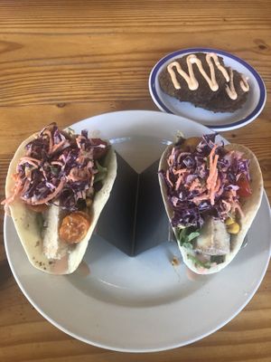 The tofu tacos and lentil sausage patties. at Cleveland Vegan in Lakewood