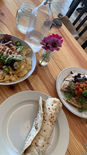 Nachos, gyro, breakfast quesadilla. All vegan deliciousness  at Cleveland Vegan in Lakewood