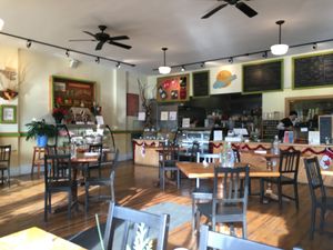 Interior of seating.  at Cleveland Vegan in Lakewood