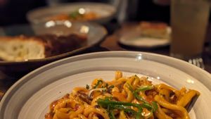 Casarecce, mushrooms seem lost on the sweet gochujang sauce at Larch in Leavenworth