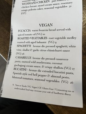 Here is their vegan menu as of 6/6/25  at Larch in Leavenworth