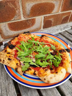 Pumpkin and red onion with vegan blue cheese at Fillmore's in Kiama