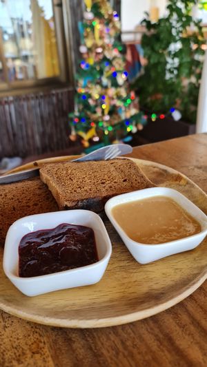 Toast with jam & peanut butter  #Veganuary at Orion Cafe in Koh Phangan