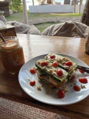 Raw lasagne - was SO tasty. The sauces really made the dish!  at Orion Cafe in Koh Phangan