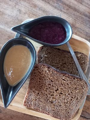 Toast, jam and peanut butter at Orion Cafe in Koh Phangan