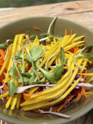 Side salad that comes with raw sushi 242thb   at Orion Cafe in Koh Phangan