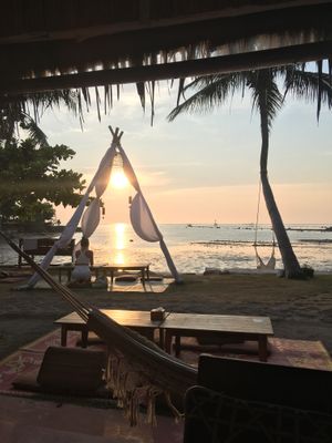 View from table. By the beach. Great for sunset dinners  at Orion Cafe in Koh Phangan