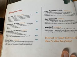 Updated menu  at Orion Cafe in Koh Phangan