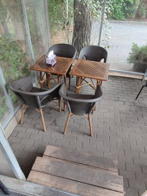 Seating area at Burger Point in Warsaw