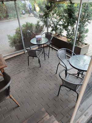 Seating area at Burger Point in Warsaw