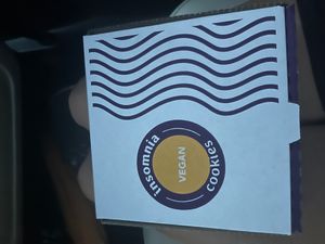 Vegan box that separates vegan cookies from the others :) at Insomnia Cookies in Jacksonville