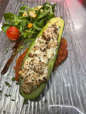Gebackene Zucchini
mit Ziegenkäse gefüllt at Restaurant Kastell in Sulz Am Neckar