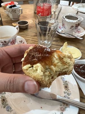Yummy! scone and jam  at Hatters Tea Shop in Cromer