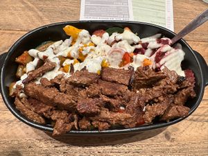 With beef teriyaki  at Gustav Grün in Hamburg