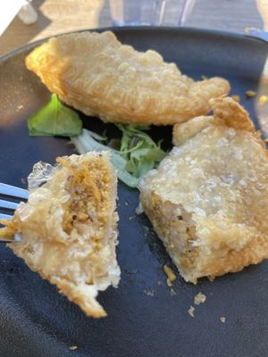 Vegan Breakfast Empanada Skillet
2 Empanadas filled w/Soyrizo, Just “Egg”, Potatoes. Served w/ Rice, Beans & Harissa Aioli  at Makers & Finders - Henderson in Henderson