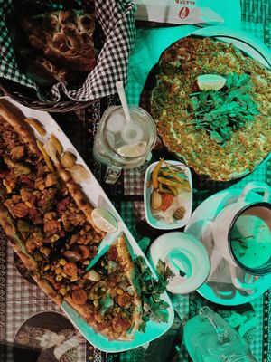 Vegan Lahmacun, Vegan Pide, Mercimek Çorba and Homemade Limonata  at Alesta in Kyrenia