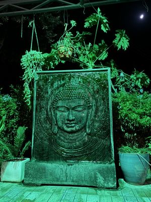 Lit Buddha water feature  at Alesta in Kyrenia