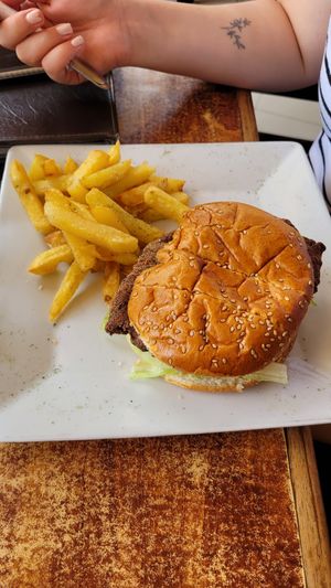 A vegan burger at Huacafuckinchina in Ica
