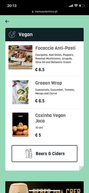 Vegan menu   at Daikiri Bar in Vila Nova De Gaia