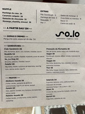 Menu  at So_Lo Café in Rio De Janeiro
