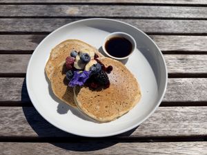 Vegan chia pancakes  at Zoku in Vienna