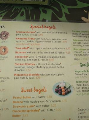 Menu at Bagels & Beans in Eindhoven