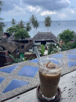 Iced oat latte average   at PRANA Cafe Holistic Food in Koh Tao