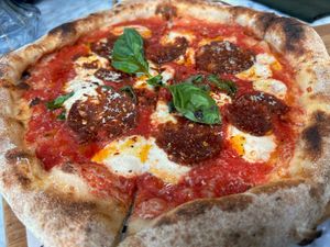 Spicy pizza at Plant Bistro in Ubud