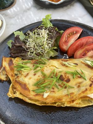 Spinach omelet (chickpeas)  at Plant Bistro in Ubud