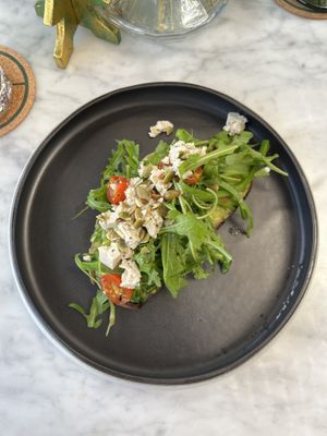 Avo and ‘feta’ toast   at Plant Bistro in Ubud