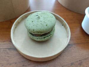 Pistachio and passion fruit macaron #Veganuary at Plant Bistro in Ubud
