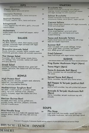 Menu - smaller bites #Veganuary at Plant Bistro in Ubud