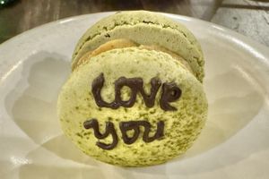 Pistachio passion fruit macaroon 😋  at Plant Bistro in Ubud