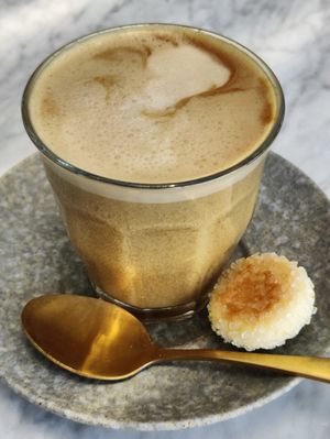 cafe latte at Plant Bistro in Ubud