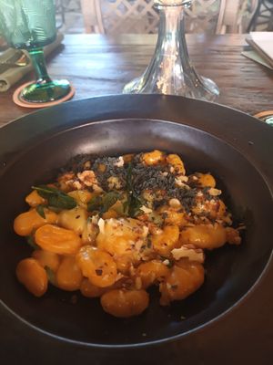 Pumpkin gnocchi with vegan sage butter sauce at Plant Bistro in Ubud