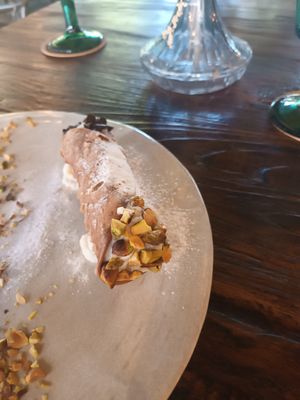 Sicilian canoli with chocolate and pistachio at Plant Bistro in Ubud