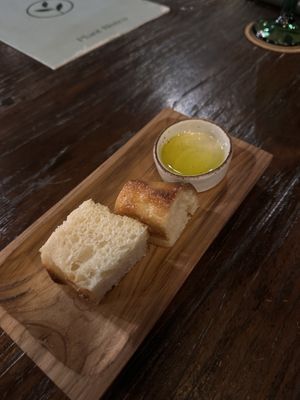 Welcome focaccia   at Plant Bistro in Ubud