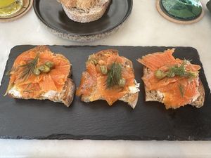 “Salmon” bruschetta   at Plant Bistro in Ubud