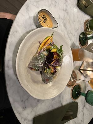 Spring rolls as a starter   at Plant Bistro in Ubud